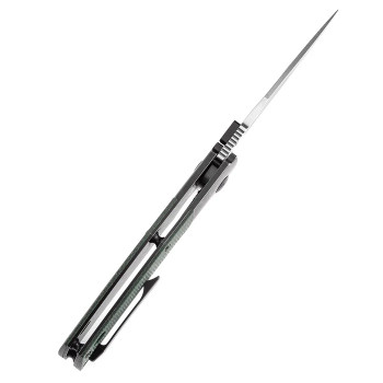 Kansept Hinterland Folding Knife Blackwash Titanium/Green Micarta Handle S35VN Plain Edge Stonewash Finish K1057A2