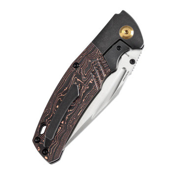 Kansept Hinterland Folding Knife Blackwash Titanium/Copper Carbon Fiber Handle S35VN Plain Edge Satin Finish K1057A4