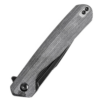 Discontinued Kansept Qilin Folding Knife Black Micarta Handle 154CM Plain Edge Blackwash Finish T1047A1