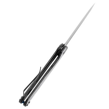 Discontinued Kansept Qilin Folding Knife Black Micarta Handle 154CM Plain Edge Blackwash Finish T1047A1