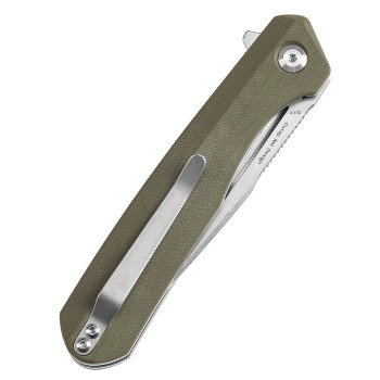 Discontinued Kansept Qilin Folding Knife Olive Green G10 Handle 154CM Plain Edge Stonewash Finish T1047A2