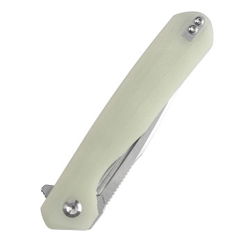 Discontinued Kansept Qilin Folding Knife Jade G10 Handle 154CM Tanto Plain Edge Stonewash Finish T1047T5