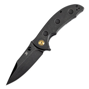 Kansept Rei Folding Knife Black Stonewash Titanium Handle 20CV Plain Edge Black Stonewash Finish K1061A1