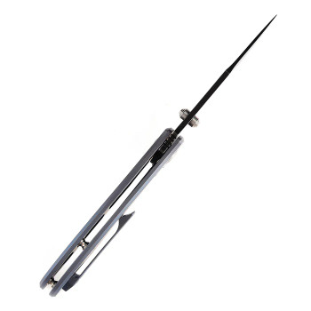 Kansept Rei Folding Knife Blue Titanium Handle 20CV Plain Edge Black Stonewash Finish K1061A3