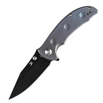 Kansept Rei Folding Knife Blue Titanium Handle 20CV Plain Edge Black Stonewash Finish K1061A3