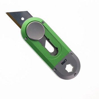 CJRB Breeze Slide Lock Utility Knife Green Aluminum & Gray Titanium Handle J1941G-GN