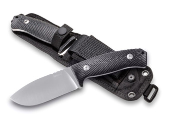 Lionsteel M3 Fixed Blade Black Canvas Micarta Handle Niolox Plain Edge LSM3 MI