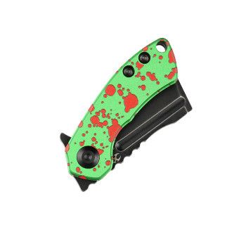 Kansept Mini Korvid Folding Knife Zombie Green Aluminum Handle 154CM Plain Edge Black Stonewash Finish T3030P1