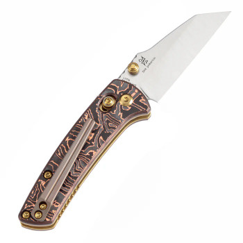 Kansept Little Main Street Folding Knife Copper Carbon Fiber Handle S35VN Plain Edge Satin Finish K2015V2