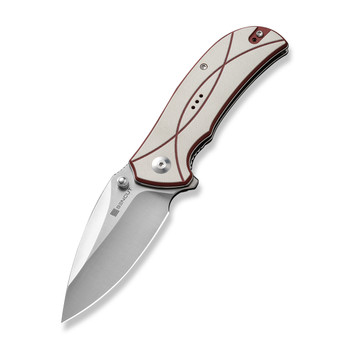 Sencut Hyrax Folding Knife Off White/Red G10 Handle 9Cr18Mov Leaf Plain Edge Satin Finish S23097-3