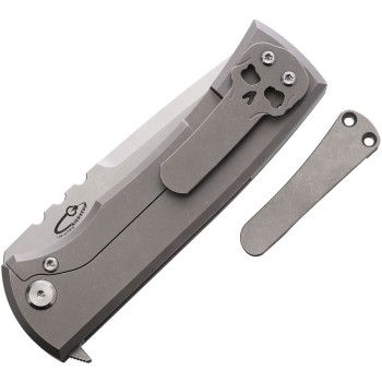 Chavez Redencion 229 Folding Knife Bead Blast Titanium Handle M390 Drop Point Plain Edge Satin Finish CHAV010