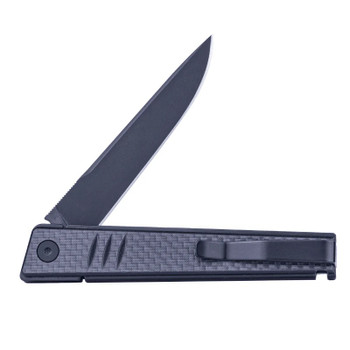 Real Steel Kikashi Folding Knife Black G10/Carbon Fiber Handle 14C28N Plain Edge Black PVD Finish 8071CB