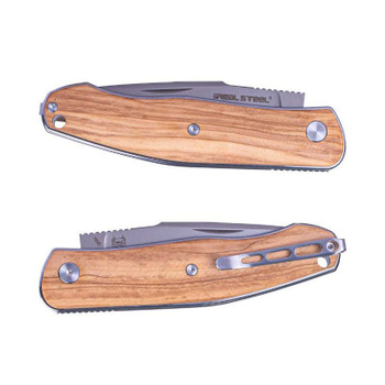 Real Steel Serenity Slipjoint Folding Knife Olive Wood Handle N690 Drop Point Plain Edge Beadblast Finish 7681OW