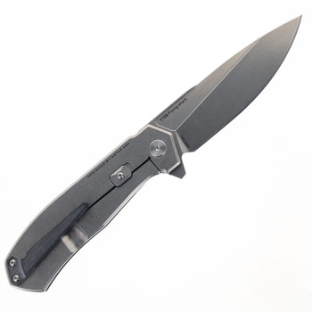 Real Steel Flying Shark Folding Knife Black/Gray Stainless Steel Handle 14C28N Plain Edge Stonewash Finish 7821