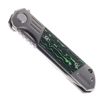 TwoSun TS49-M390-UP Flipper Folding Knife Green Fat Carbon Handle M390 Steel