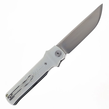 Petrified Fish Tena Folding Knife White G10 Handle D2 Plain Edge Satin Finish PFB04WS Petrified Fish Tena Folding Knife White G10 Handle D2 Plain Edge Satin Finish PFB04WS
