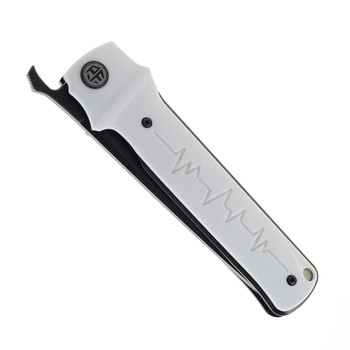 Petrified Fish Tena Folding Knife White G10 Handle D2 Plain Black Blade PFB04WDW Petrified Fish Tena Folding Knife White G10 Handle D2 Plain Black Blade PFB04WDW