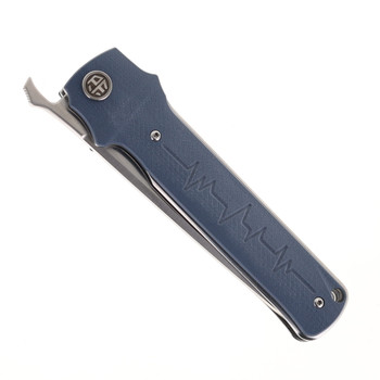 Petrified Fish Tena Folding Knife Gray G10 Handle D2 Plain Edge Satin Finish PFB04GAS