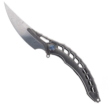 Rike Alien 4 Folding Knife Titanium Handle Damascus Blade and