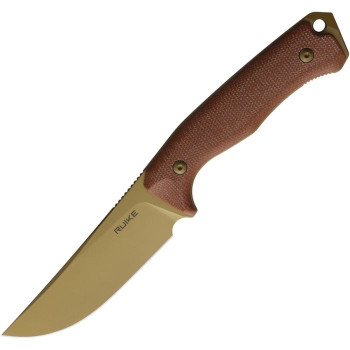 Ruike Fixed Blade Knife Brown Micarta Handle D2 Plain Tan Blade 186MN