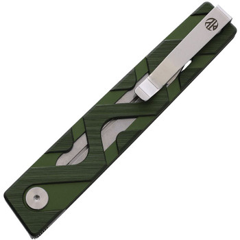Ruike Liner Lock Folding Knife Green Aluminum Handle 14C28N Plain Edge Satin Finish P878AG