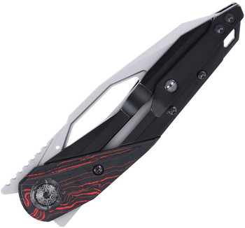 CRKT Nucleus Folding Knife Black Stainless Steel/Red G10 Handle Plain Edge 12C27 CR5702