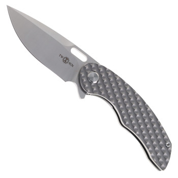 TwoSun Folding Knife Textured Titanium Handle M390 Satin TS177-SAT