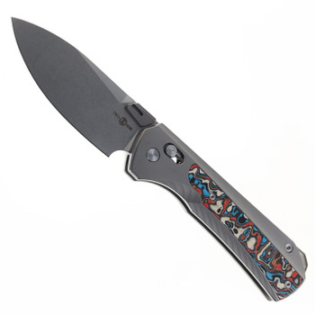 TwoSun Knives Axis Lock Titanium Color Carbon Fiber Flipper Knife TS429-YJ01-V1