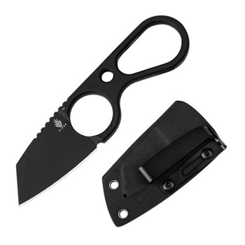 Kizer Bowtie Fixed Blade Knife Black D2 Handle/Blade Reverse Tanto Plain Edge 1061A2