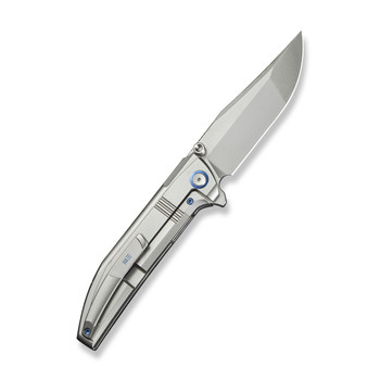WE Ezinta Folding Knife Polished Bead Blast Titanium Handle M390 Plain Edge Polished Bead Blast Finish WE22041-2