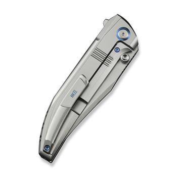 WE Ezinta Folding Knife Polished Bead Blast Titanium Handle M390 Plain Edge Polished Bead Blast Finish WE22041-2