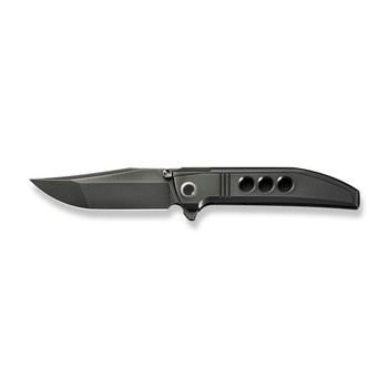 WE Ezinta Folding Knife Polished Gray Titanium Handle M390 Plain Edge Polished Gray Finish WE22041-3