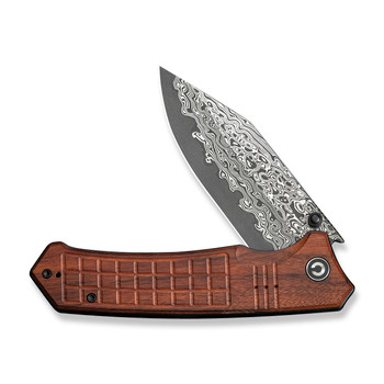 Civivi Tacticorix Folding Knife Guibourtia Wood Handle Damascus Plain Edge C23055-DS1
