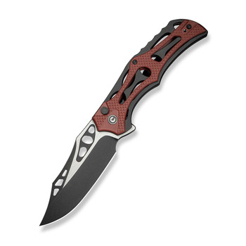 Civivi Biophase Folding Knife Black Aluminum/Burgundy G10 Handle Nitro-V Plain Edge Black/Satin Finish C23083C-1