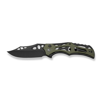 Civivi Biophase Folding Knife Black Aluminum/OD Green G10 Handle Nitro-V Plain Edge Black Stonewash Finish C23083C-2