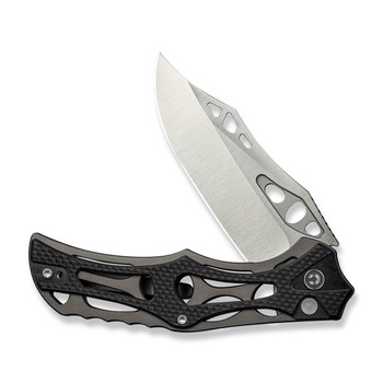 Civivi Biophase Folding Knife Gray Aluminum/Black G10 Handle Nitro-V Plain Edge Satin Finish C23083C-3