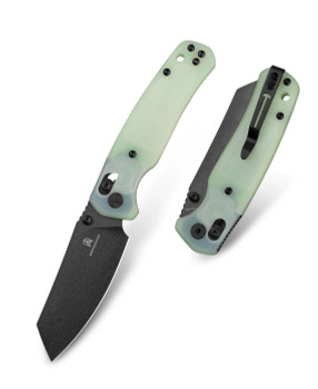 Bestechman Cicada's Folding Knife Jade G10 Handle 10Cr15MoV Plain Black Blade BMK06A