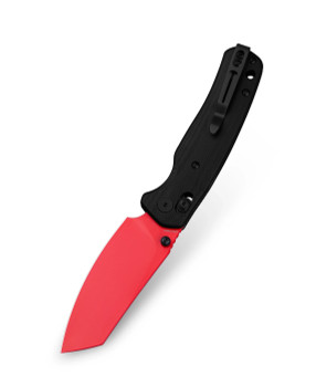 Bestechman Cicada's Wing Red Folding Knife Black G10 Handle 10Cr15MoV Plain Red Blade BMK06F