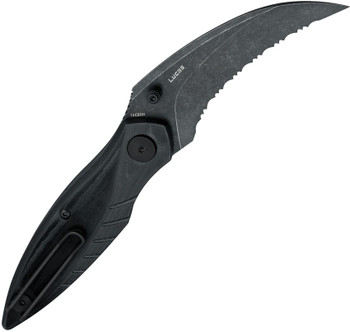Bestech Mantidae Folding Knife Black Micarta Handle 2.94" 14C28N Serrated Black Stonewash Blade BG60F