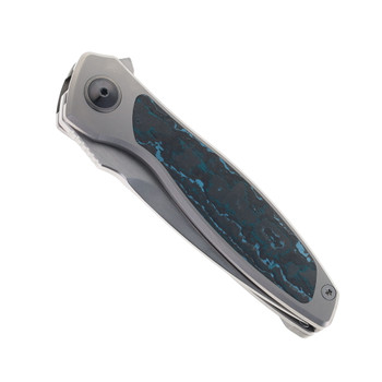 Maxace Perseus Folding Knife Grey Titanium Handle Blue Carbon Fiber Inlay Magnacut Steel Blade OM47-1-B Maxace Perseus Folding Knife Grey Titanium Handle Blue Carbon Fiber Inlay Magnacut Steel Blade OM47-1-B