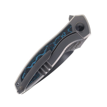 Maxace Perseus Folding Knife Grey Titanium Handle Blue Carbon Fiber Inlay Magnacut Steel Blade OM47-1-B Maxace Perseus Folding Knife Grey Titanium Handle Blue Carbon Fiber Inlay Magnacut Steel Blade OM47-1-B