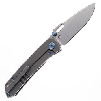 Kubey Blackout Folding Knife Gray Titanium Handle M390 Drop Point Plain Edge Belt Satin Finish KB259A Kubey Blackout Folding Knife Gray Titanium Handle M390 Drop Point Plain Edge Belt Satin Finish KB259A