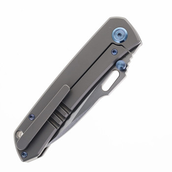 Kubey Blackout Folding Knife Gray Titanium Handle M390 Drop Point Plain Edge Belt Satin Finish KB259A Kubey Blackout Folding Knife Gray Titanium Handle M390 Drop Point Plain Edge Belt Satin Finish KB259A