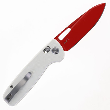 Kubey Bluff Axis Lock Folding Knife White G10 Handle 14C28N Plain Red Blade KU248B Kubey Bluff Axis Lock Folding Knife White G10 Handle 14C28N Plain Red Blade KU248B