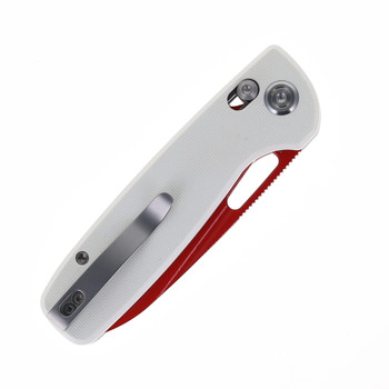 Kubey Bluff Axis Lock Folding Knife White G10 Handle 14C28N Plain Red Blade KU248B Kubey Bluff Axis Lock Folding Knife White G10 Handle 14C28N Plain Red Blade KU248B