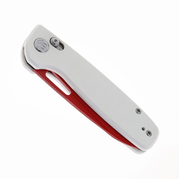 Kubey Bluff Axis Lock Folding Knife White G10 Handle 14C28N Plain Red Blade KU248B Kubey Bluff Axis Lock Folding Knife White G10 Handle 14C28N Plain Red Blade KU248B