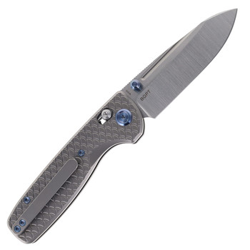 KB Knives Bluff Folding Knife Gray Textured Titanium Handle S35VN Plain Edge Stonewash Finish KB383A