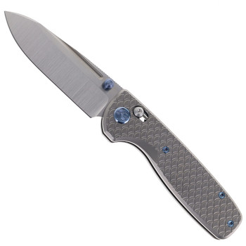 KB Knives Bluff Folding Knife Gray Textured Titanium Handle S35VN Plain Edge Stonewash Finish KB383A