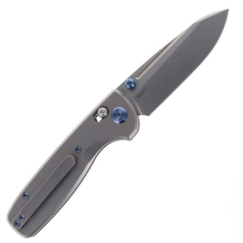 KB Knives Bluff Folding Knife Gray Micro Milling Titanium Handle S35VN Plain Edge Sandblast Finish KB383C