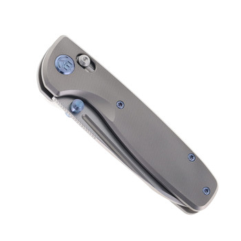 KB Knives Bluff Folding Knife Gray Micro Milling Titanium Handle S35VN Plain Edge Sandblast Finish KB383C